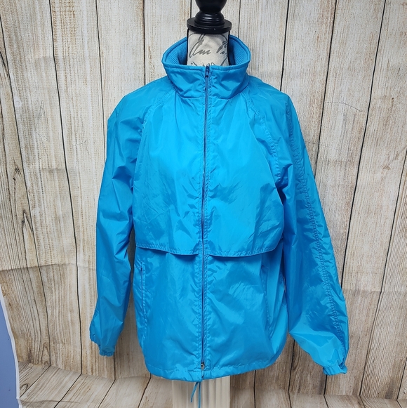 Eddie Bauer Other - Eddie Bauer Hidden Hood Nylon Medium Blue Windbreaker Jacket! Outdoor Outfitter